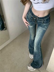 Vintage Flare Jeans with Embellished Belt