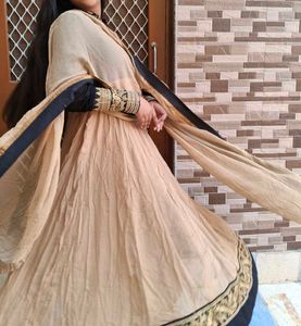 Elegant Two-Tone Anarkali Kurta zardozi worked hea