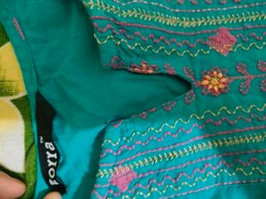 Beautifully Embroidered Teal Kurta