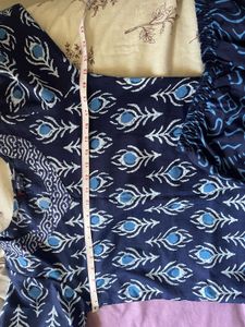 Stylish Navy Blue Peacock Print Kurta