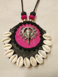 Ganesha Pendant Necklace with Shells &amp; Earrings