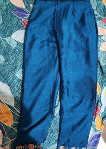 Blue Embroidered Palazzo Pants