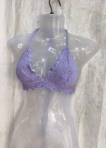I. Crocheted Halterneck Crop Top