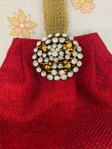 New without tag Elegant Red Clutch with Embellishm