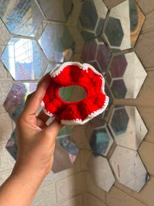 Handmade Red Crochet Scrunchie