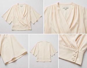 Elegant Cream Wrap Blouse - 32 bust