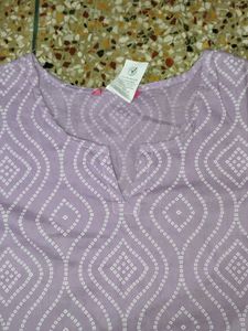 Lavender Printed Kurti Top