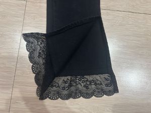 Black Lace Trim Flare Jeans