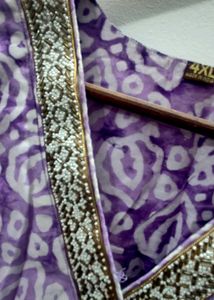Beautiful pure silk Purple Printed Kurta