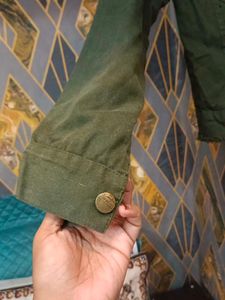 Olive Green Studded Denim Jacket