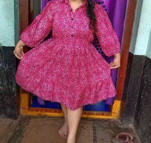 Red Print Midi Dress