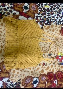 Yellow Crochet Halter Top nd white