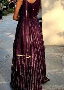 wine color party wear lehnga