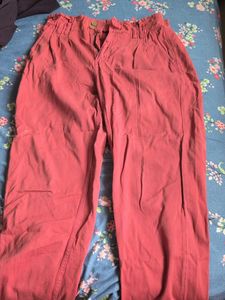 Coral Paperbag Waist Pants