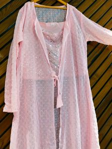 3 Piece Mirror Work Blouse Skirt And Shrug