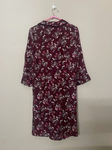 (NEW) Floral Print Twist-Front Dress
