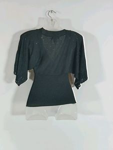 Charcoal Glitter Knit Casual Top