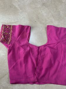 Pink Embellished Readymade Saree Blouse