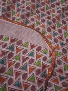 new Printed linen fabric saree light weight f