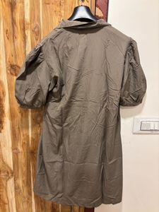 Stylish Button-Up Puff Sleeve Dress