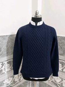 Men's Navy Cable Knit Sweater