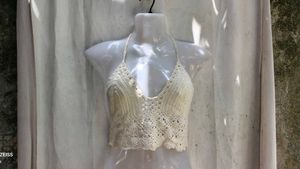I. Crochet Halter Neck Crop Top