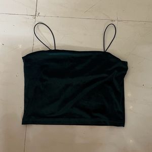 Velvet Spaghetti Strap Crop Top