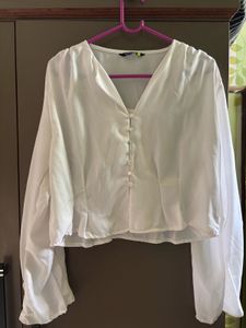 Chic White V-Neck Blouse