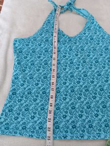 Turquoise Floral Halter Top