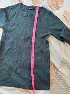 Green Ribbed Long Sleeve Top