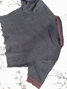 Chic Black top with Red Stitching
