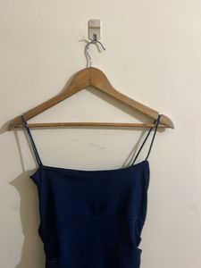 Navy Ruched Spaghetti Strap Dress