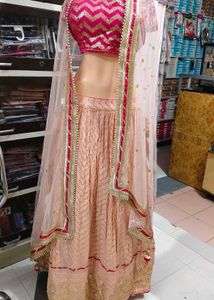 Elegant Pink &amp; Gold Lehenga Choli Set