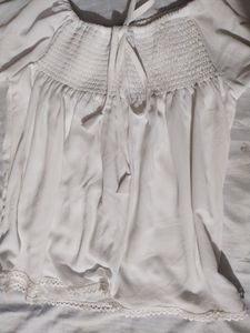 Boho White Smocked Off-Shoulder Blouse