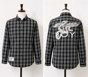 Men's Plaid Button-Up Shirt with Graphic Back