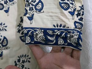 Asthetic Kurti with blue and cream colour