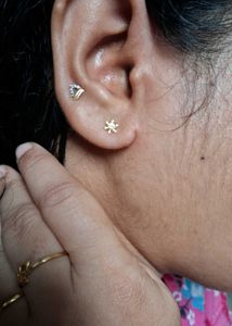 Gold Star Stud Earrings with Crystals