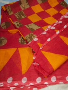 Vibrant red and Orange Saree