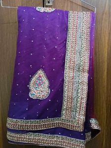 Exquisite Purple Embroidered Saree