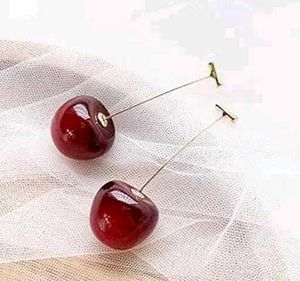 Cherry Red Edgy Beach Hanging Earrings...