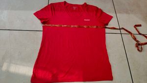 Reebok Red V-Neck T-Shirt