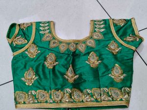Embellished Green Silk Blouse