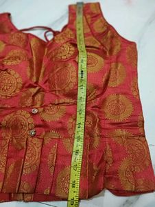 Red &amp; Gold Brocade Blouse