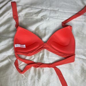 Bright Coral Halter Bikini Top