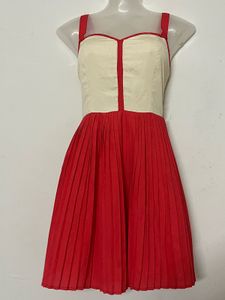 Pintresty Chic peach &amp; Cream Pleated Dress