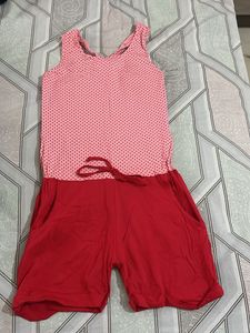 Cute Pink & Red Romper