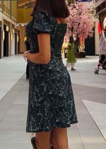 Stylish Printed Puff Sleeve Dress
