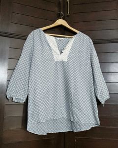 JODIFL Printed Kurta with Lace Detail