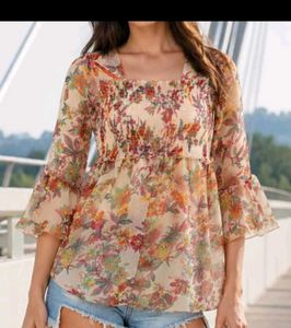 Floral Print Square Neck Top