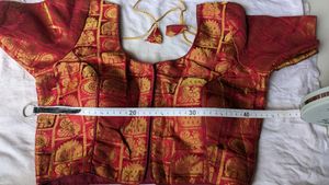 Designer Red &amp; Gold Banarasi Silk Blouse